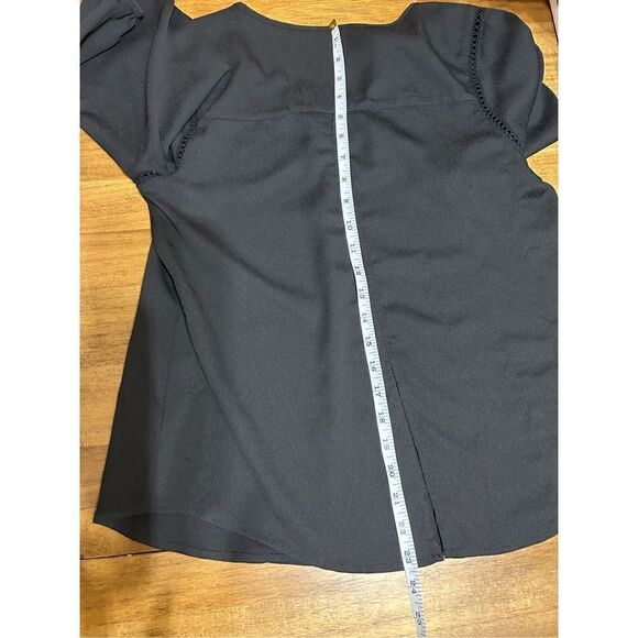 Haute Monde Anthropologie Blouse Womens Medium Sheer Black Split Back - Picture 8 of 8